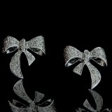 1/4 CT Diamond Bow Earrings 14Kt White Gold